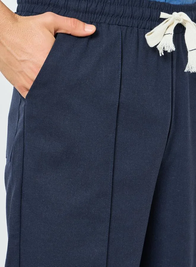 Take Two Men Navy Blue Relaxed Fit Pants